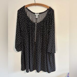 (3/$20) Catherines plus size 3x Black and White Polka Dot long sleeve Blouse